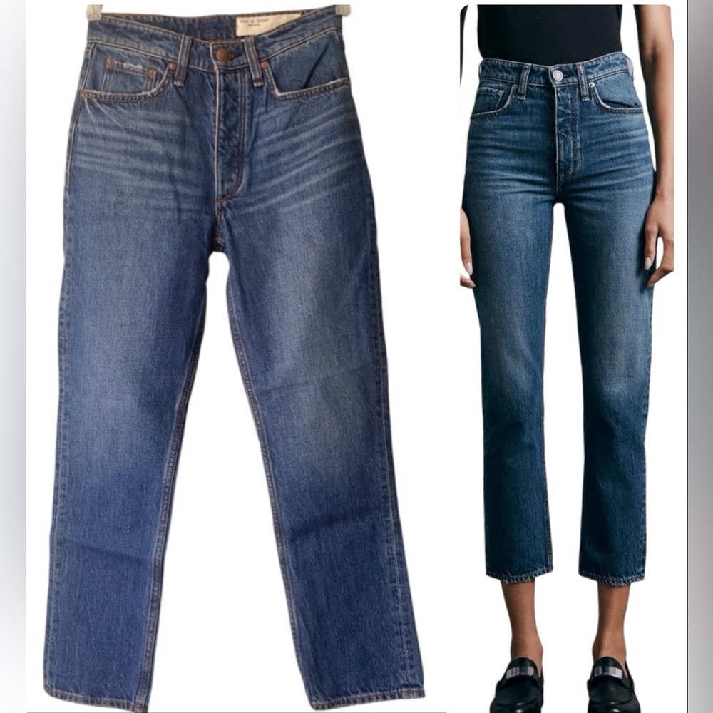 NWT Rag & Bone High Rise Cigarette Ankle Jean Straight Button Fly Jean Sz 24